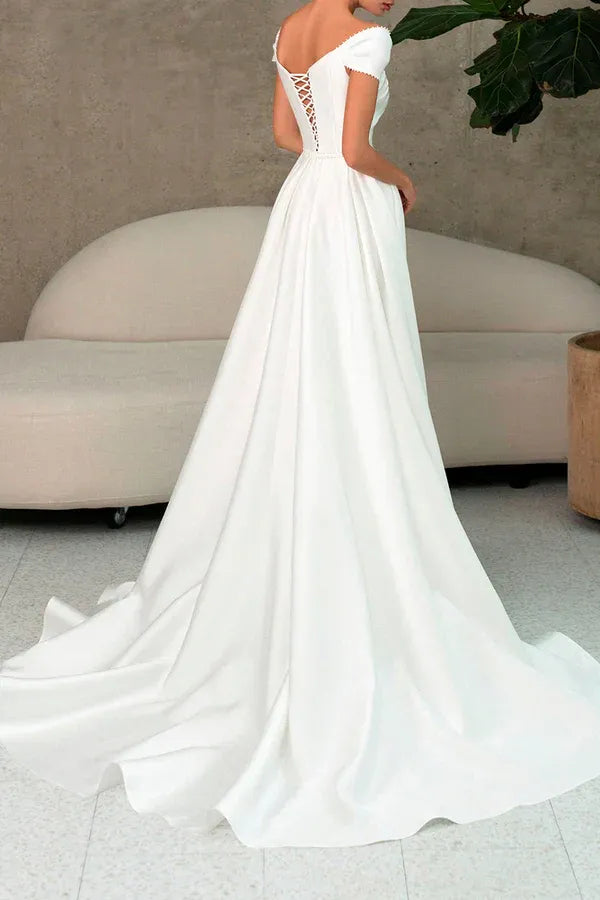 A-Line Sweetheart Floor-Length Wedding Dress - Yihuiw by Yihuiw