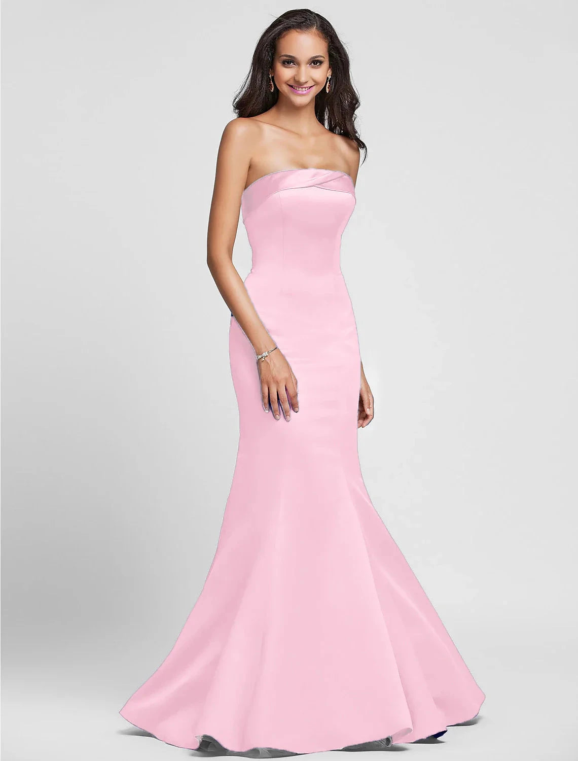 Mermaid / Trumpet Bridesmaid Dress Strapless Sleeveless Floor Length Satin with Side Draping by YiHuiw