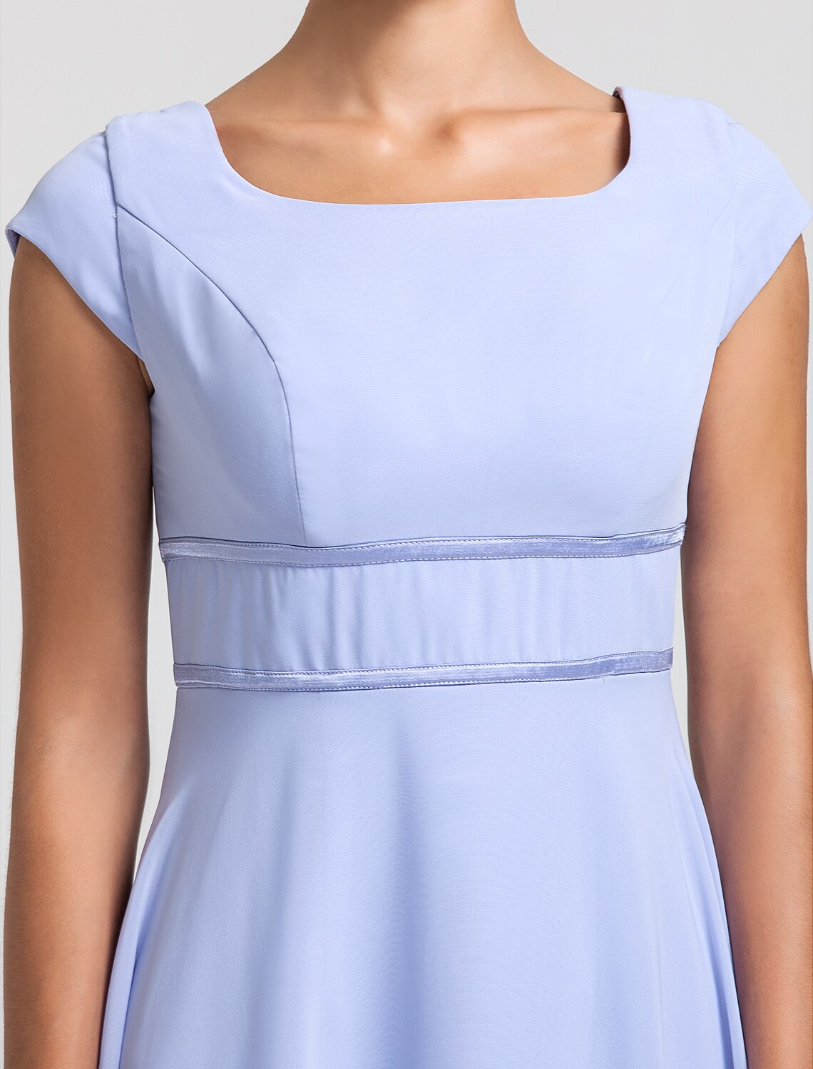 Sheath / Column Bridesmaid Dress Square Neck Short Sleeve Elegant Floor Length Chiffon with Sash / Ribbon / Pleats by YiHuiw