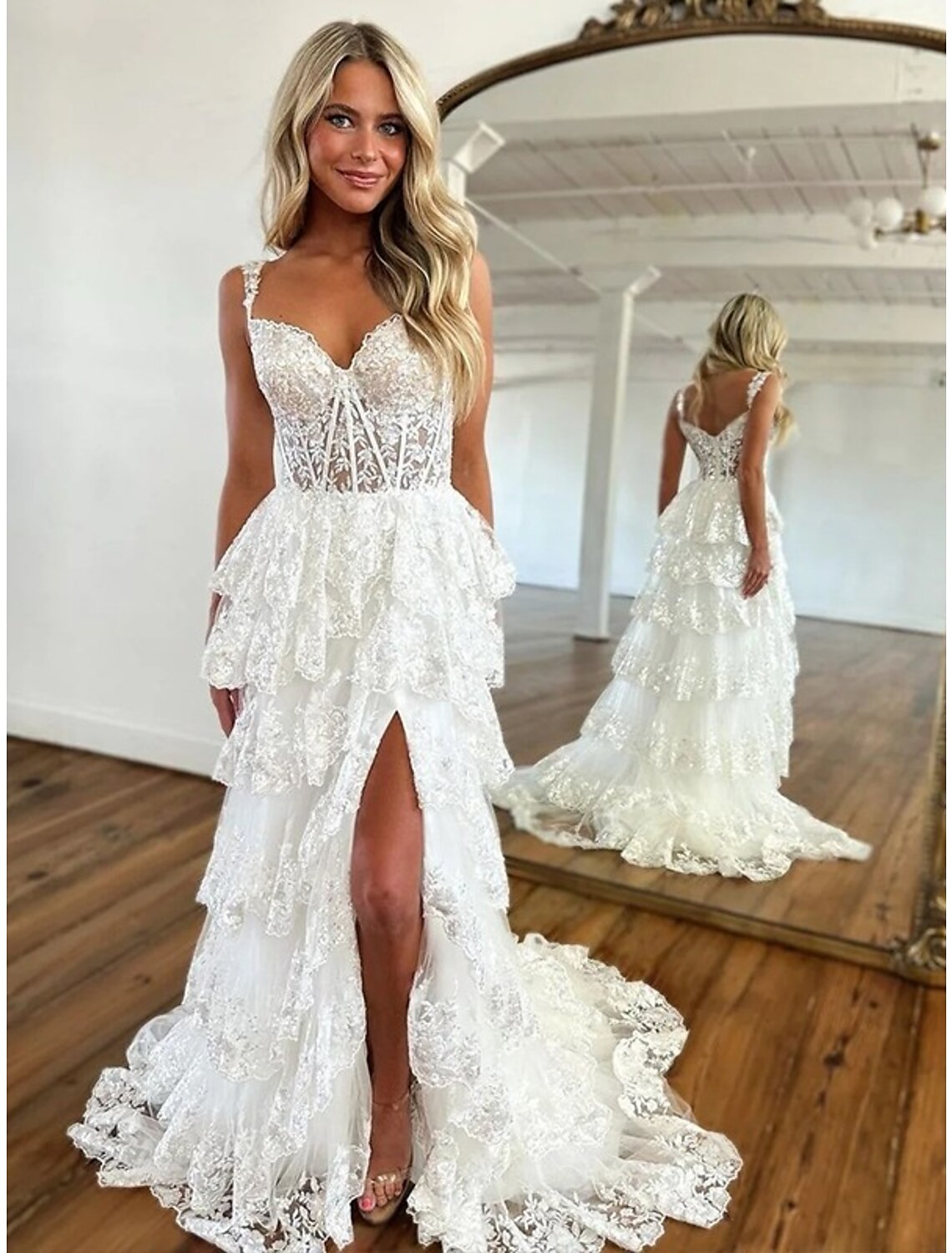 Mermaid / Trumpet Prom Dresses Corsets Dress Evening Party Court Train Sleeveless Off Shoulder Tulle with Sequin Slit by YiHuiw