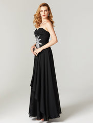 Sheath / Column Minimalist Dress Holiday Cocktail Party Floor Length Sleeveless Sweetheart Chiffon with Criss Cross Pleats Crystals