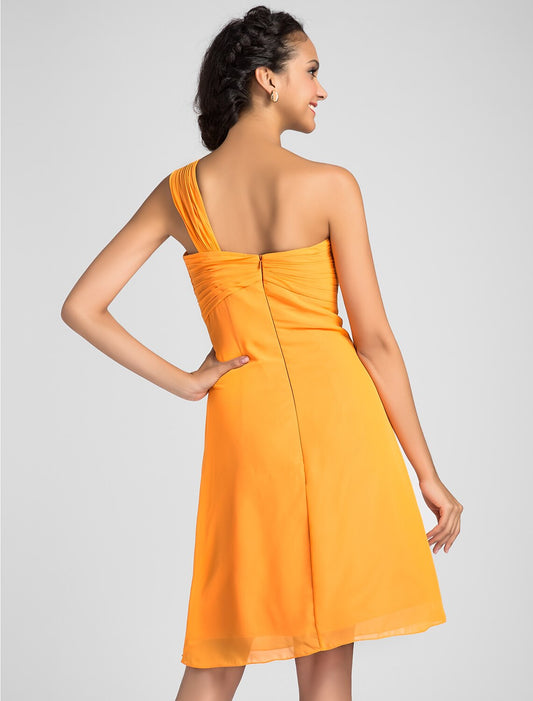 Ball Gown / A-Line Bridesmaid Dress One Shoulder / Sweetheart Neckline Sleeveless Sexy Knee Length Chiffon with Criss Cross / Draping / Side Draping by YiHuiw