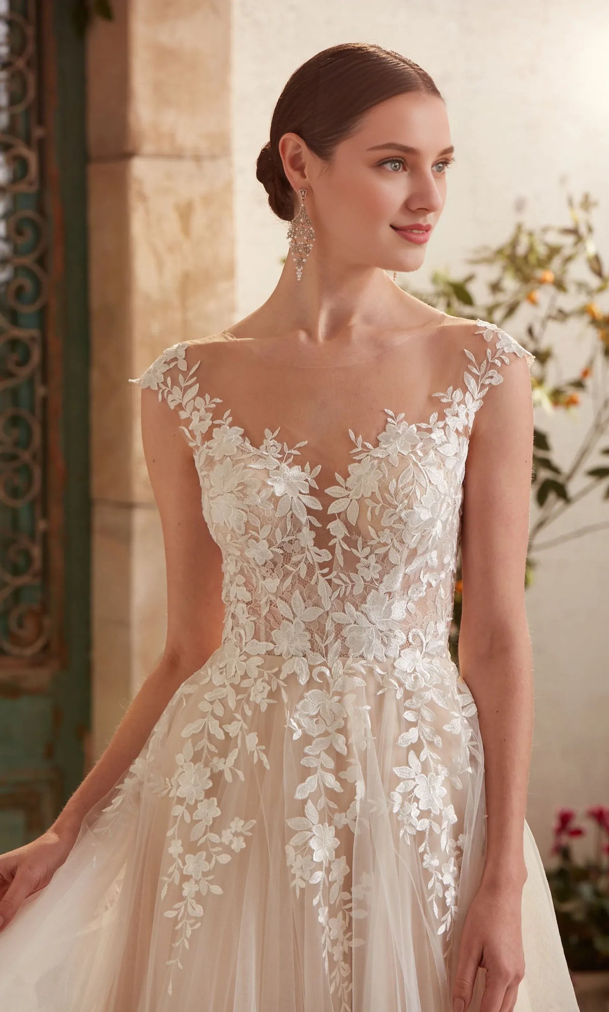 A-Line Illusion Lace Floor-Length Wedding Dress - Yihuiw by Yihuiw