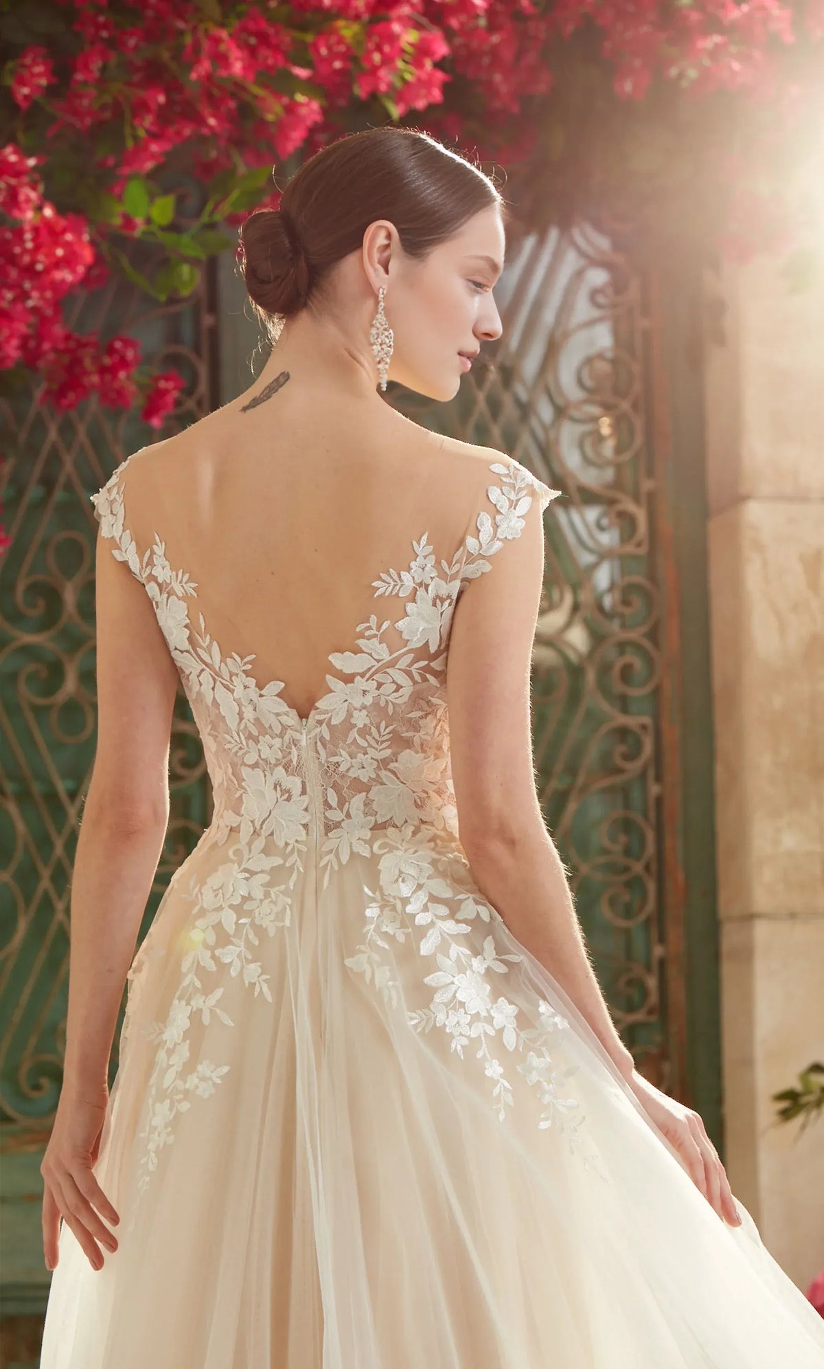 A-Line Illusion Lace Floor-Length Wedding Dress - Yihuiw by Yihuiw