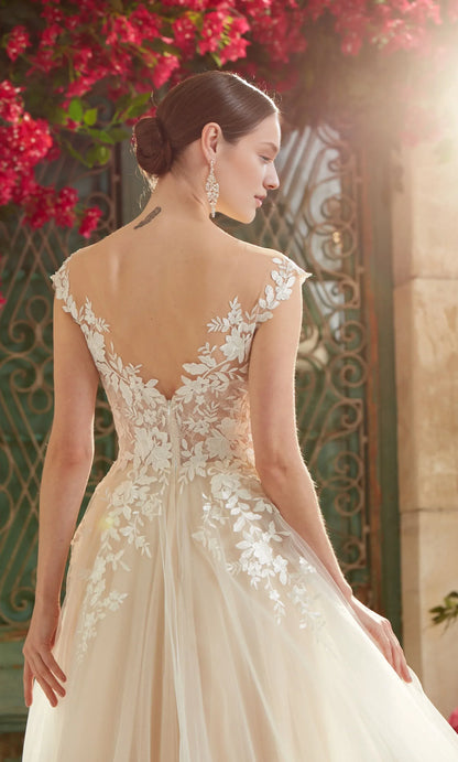 A-Line Illusion Lace Floor-Length Wedding Dress - Yihuiw by Yihuiw