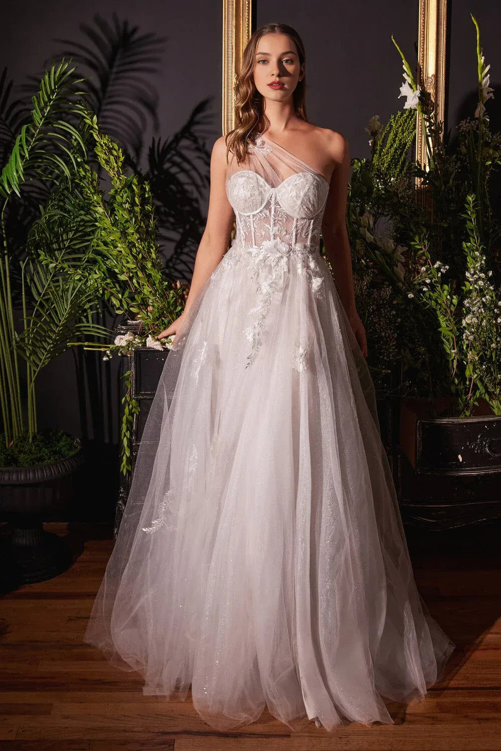 A-Line One-Shoulder Floor-Length Wedding Dress - Yihuiw by Yihuiw
