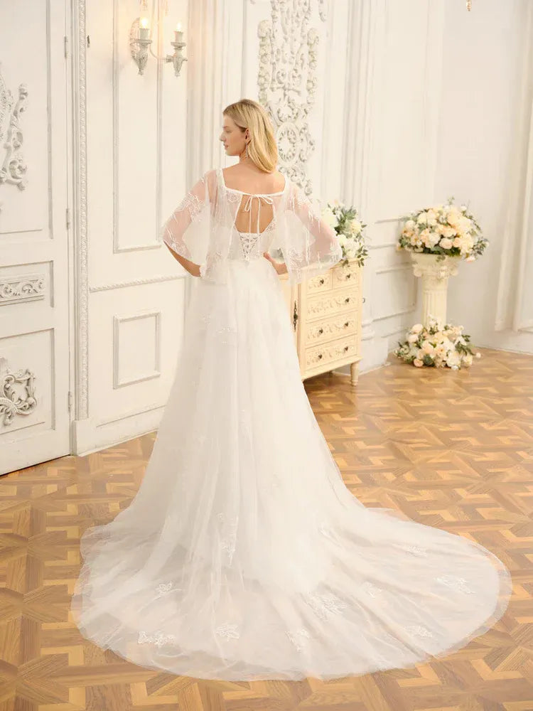 A-Line Floor-Length Wedding Dress - Yihuiw by Yihuiw