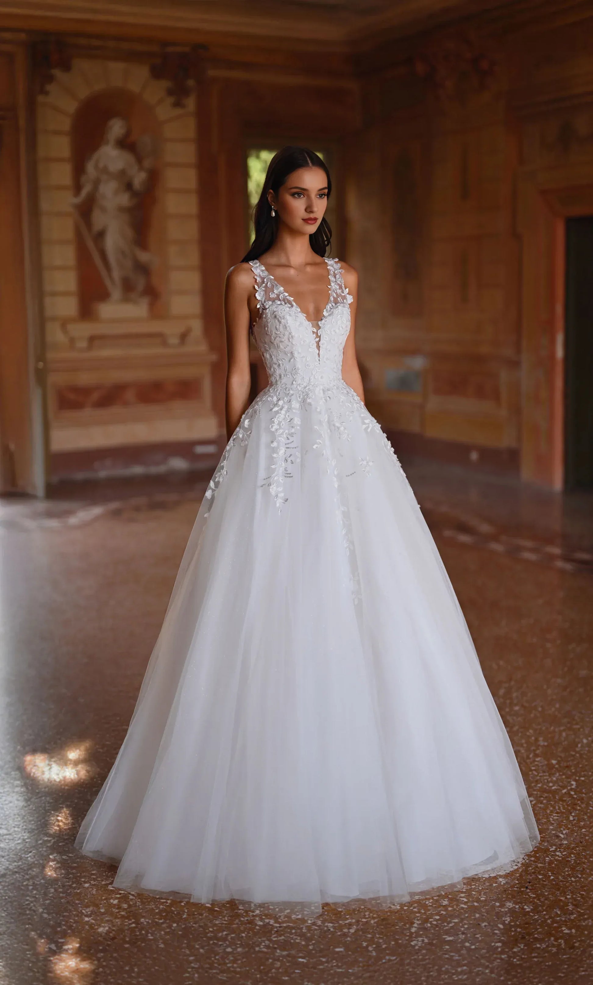 A-Line Lace Floor-Length Wedding Dress - Yihuiw by Yihuiw
