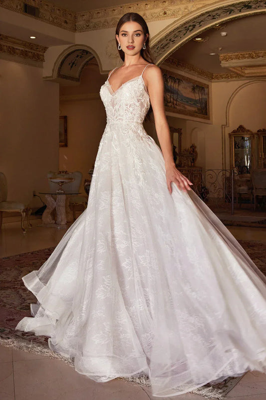 A-Line Spaghetti Strap Floor-Length Wedding Dress - Yihuiw by Yihuiw