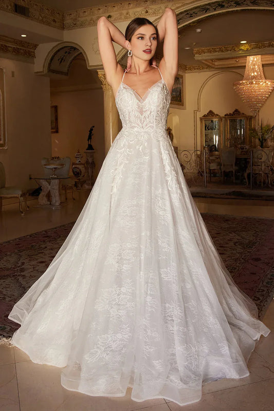A-Line Spaghetti Strap Floor-Length Wedding Dress - Yihuiw by Yihuiw