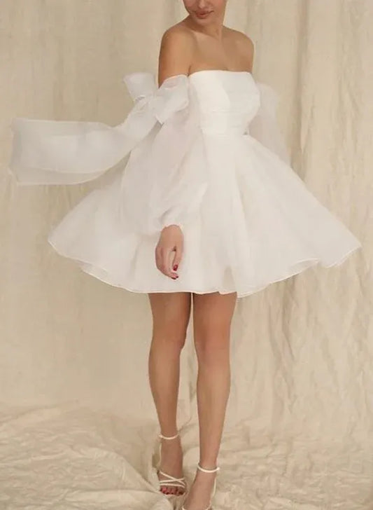 A-Line Mini Wedding Dress - Yihuiw by Yihuiw