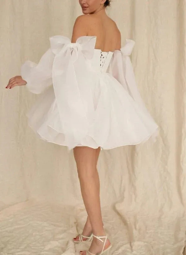 A-Line Mini Wedding Dress - Yihuiw by Yihuiw