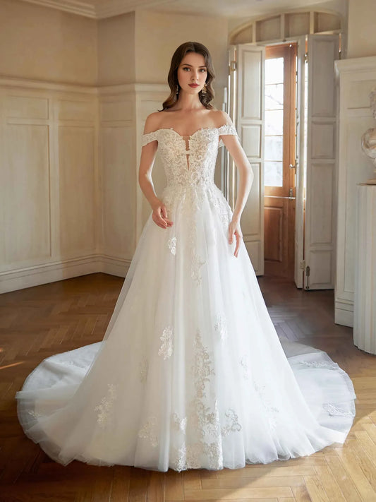 A-Line Sweetheart Floor-Length Wedding Dress - Yihuiw by Yihuiw