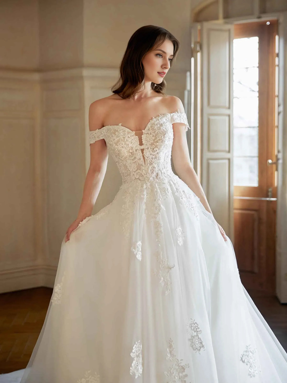 A-Line Sweetheart Floor-Length Wedding Dress - Yihuiw by Yihuiw