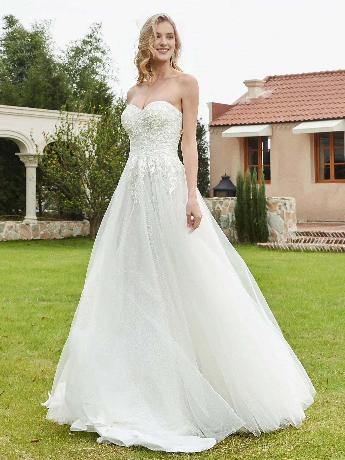 A-Line Sweetheart Floor-Length Wedding Dress - Yihuiw by Yihuiw