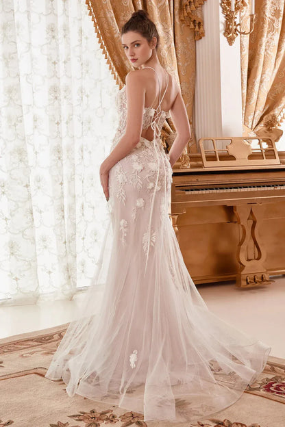 Mermaid Spaghetti Strap Floor-Length Wedding Dress - Yihuiw by Yihuiw