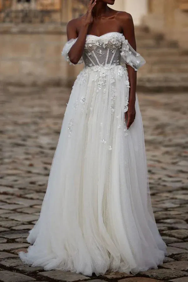 A-Line Floor-Length Wedding Dress - Yihuiw by Yihuiw
