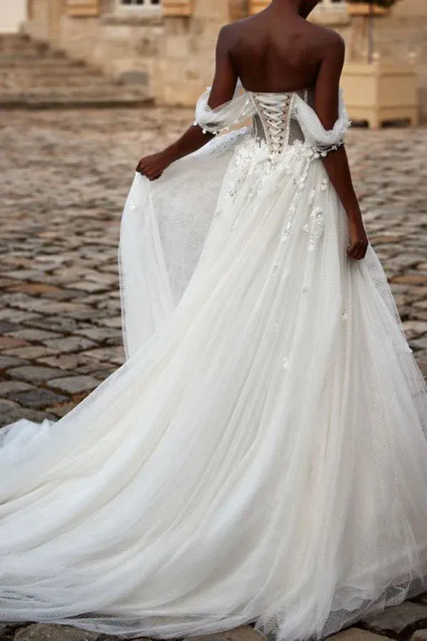 A-Line Floor-Length Wedding Dress - Yihuiw by Yihuiw