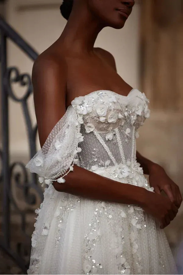 A-Line Floor-Length Wedding Dress - Yihuiw by Yihuiw