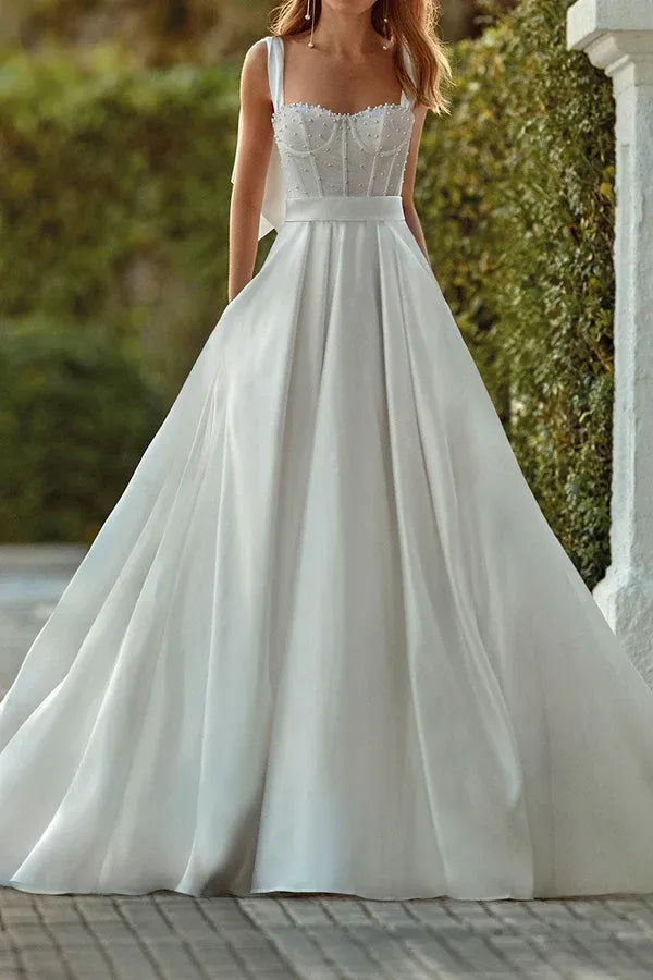 A-Line Sweetheart Floor-Length Wedding Dress - Yihuiw by Yihuiw
