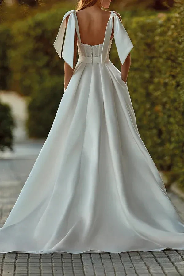 A-Line Sweetheart Floor-Length Wedding Dress - Yihuiw by Yihuiw