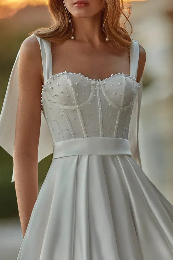 A-Line Sweetheart Floor-Length Wedding Dress - Yihuiw by Yihuiw