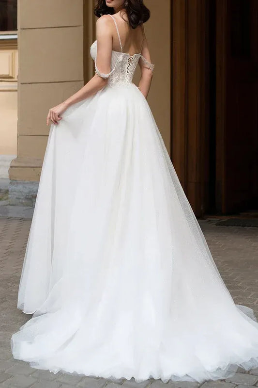 A-Line Sweetheart Floor-Length Wedding Dress - Yihuiw by Yihuiw