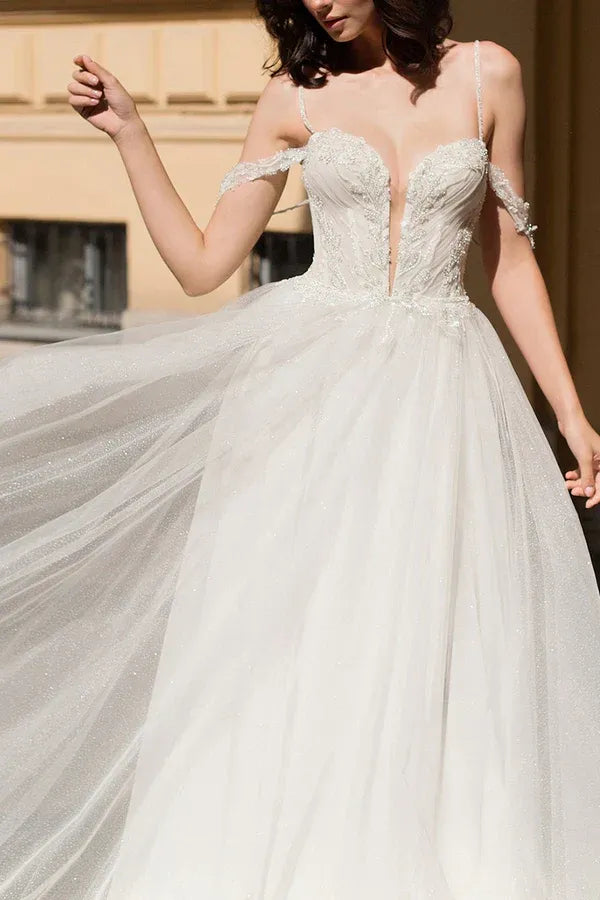 A-Line Sweetheart Floor-Length Wedding Dress - Yihuiw by Yihuiw