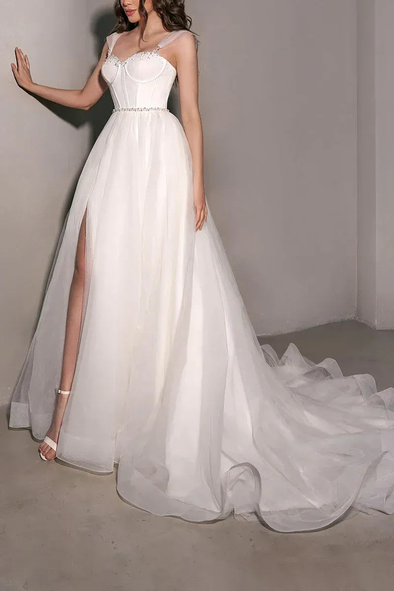 A-Line Sweetheart Floor-Length Wedding Dress - Yihuiw by Yihuiw