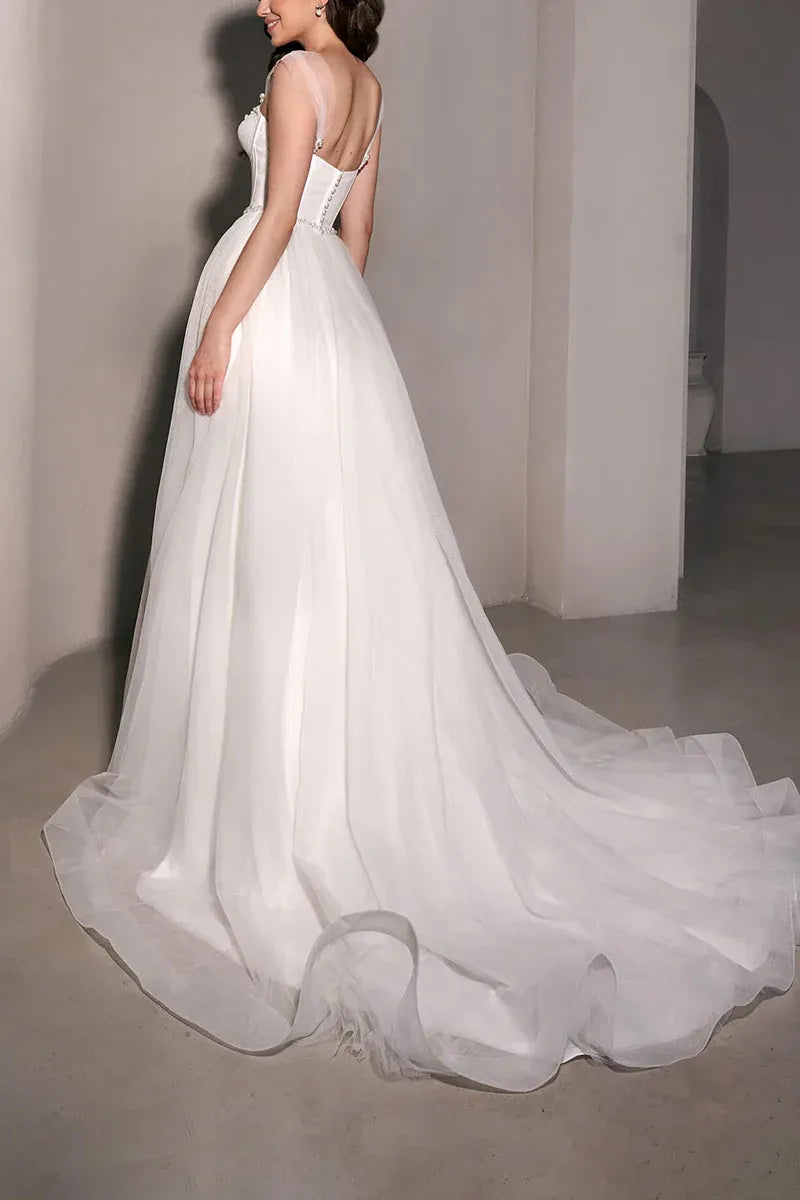 A-Line Sweetheart Floor-Length Wedding Dress - Yihuiw by Yihuiw