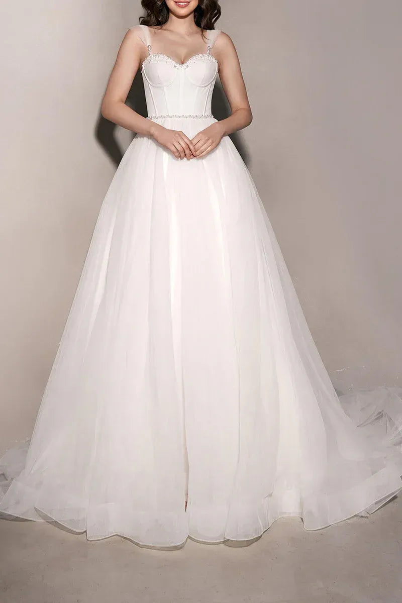 A-Line Sweetheart Floor-Length Wedding Dress - Yihuiw by Yihuiw