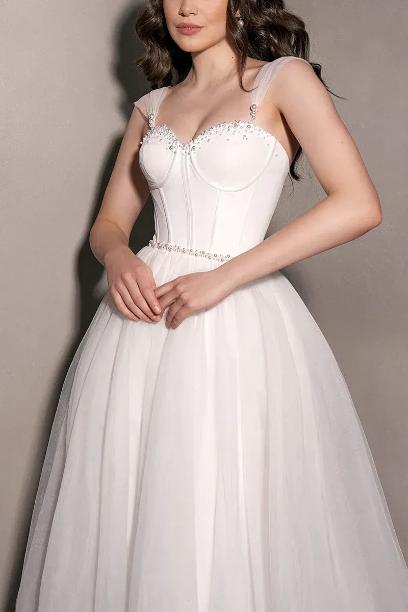 A-Line Sweetheart Floor-Length Wedding Dress - Yihuiw by Yihuiw