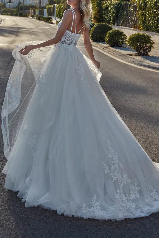 A-Line Sweetheart Floor-Length Wedding Dress - Yihuiw by Yihuiw