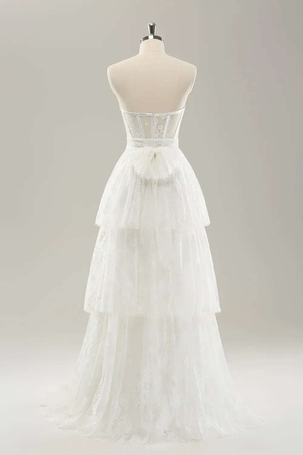 Strapless Tiered Floor-Length Wedding Dress - Yihuiw by Yihuiw