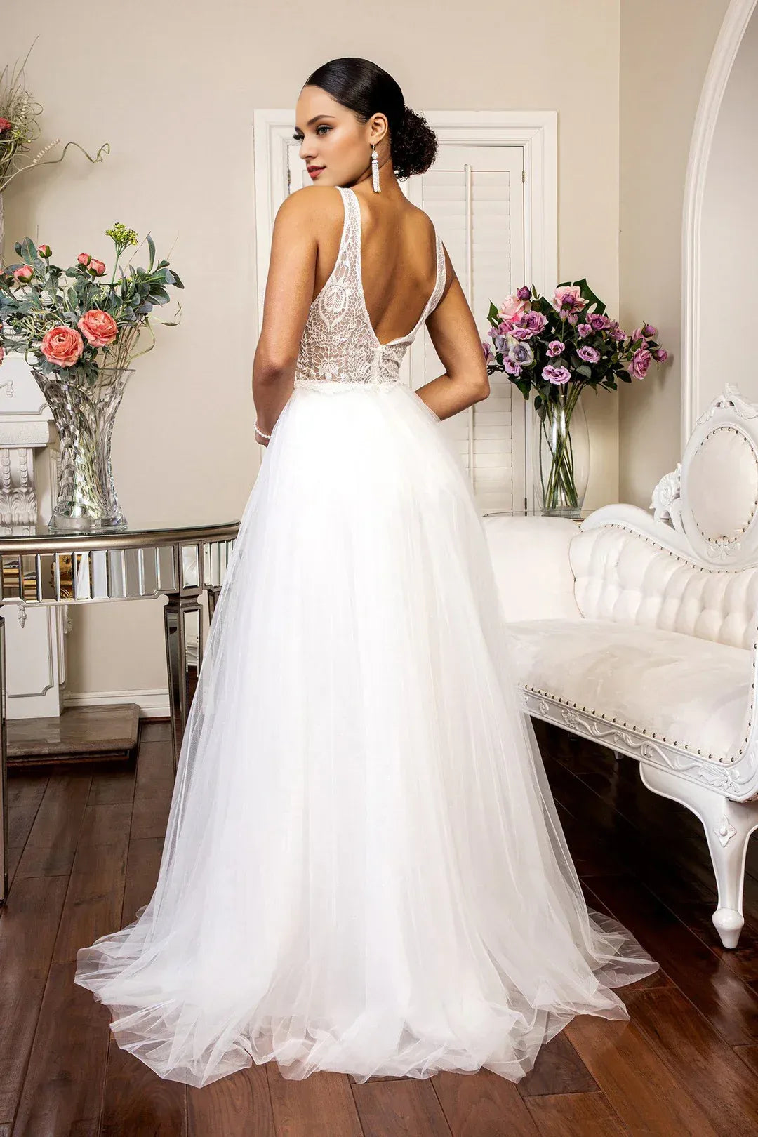 A-Line V-Neck Floor-Length Wedding Dress - Yihuiw by Yihuiw