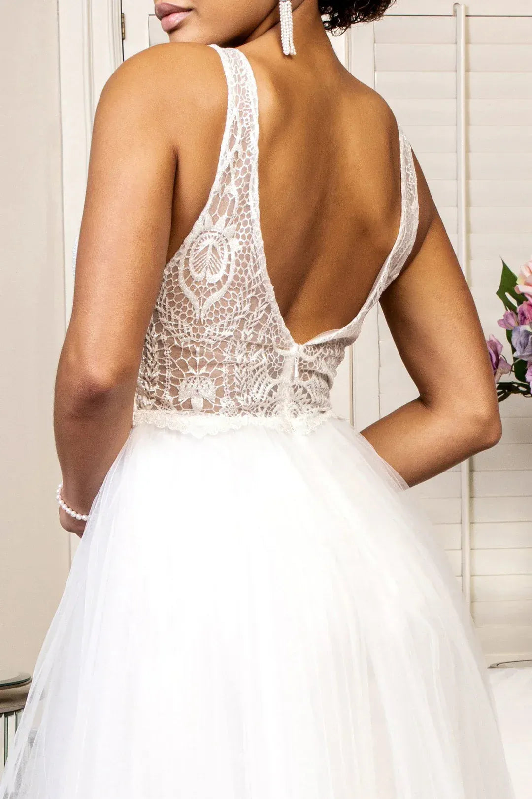 A-Line V-Neck Floor-Length Wedding Dress - Yihuiw by Yihuiw