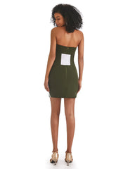 Sheath / Column Homecoming Dresses Color Block Dress Graduation Birthday Short / Mini Sleeveless Strapless  Fabric with Fringe 2025