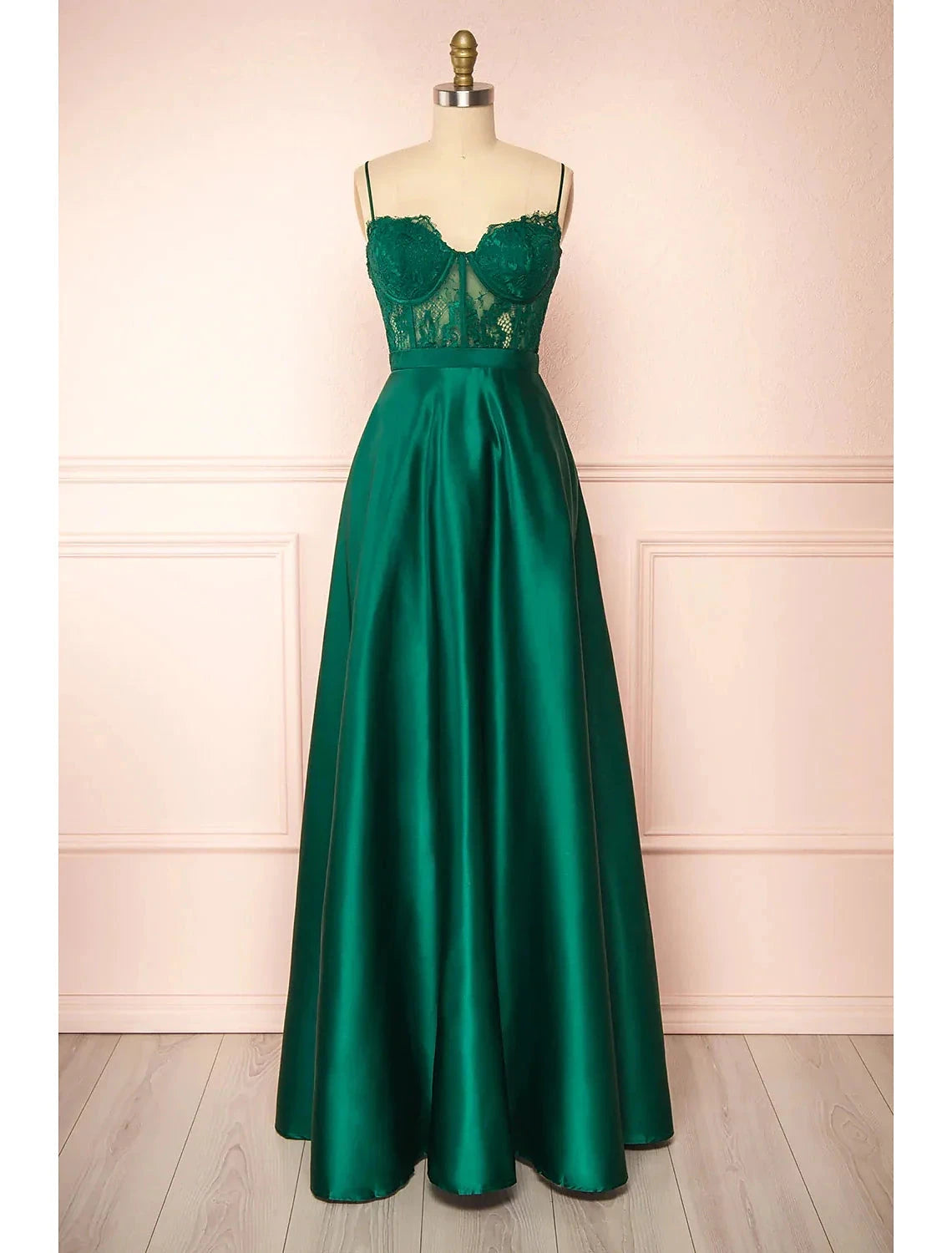 A-Line Prom Dresses See Through Dress Formal Prom Floor Length Sleeveless Sweetheart Satin Backless with Appliques by YiHuiw